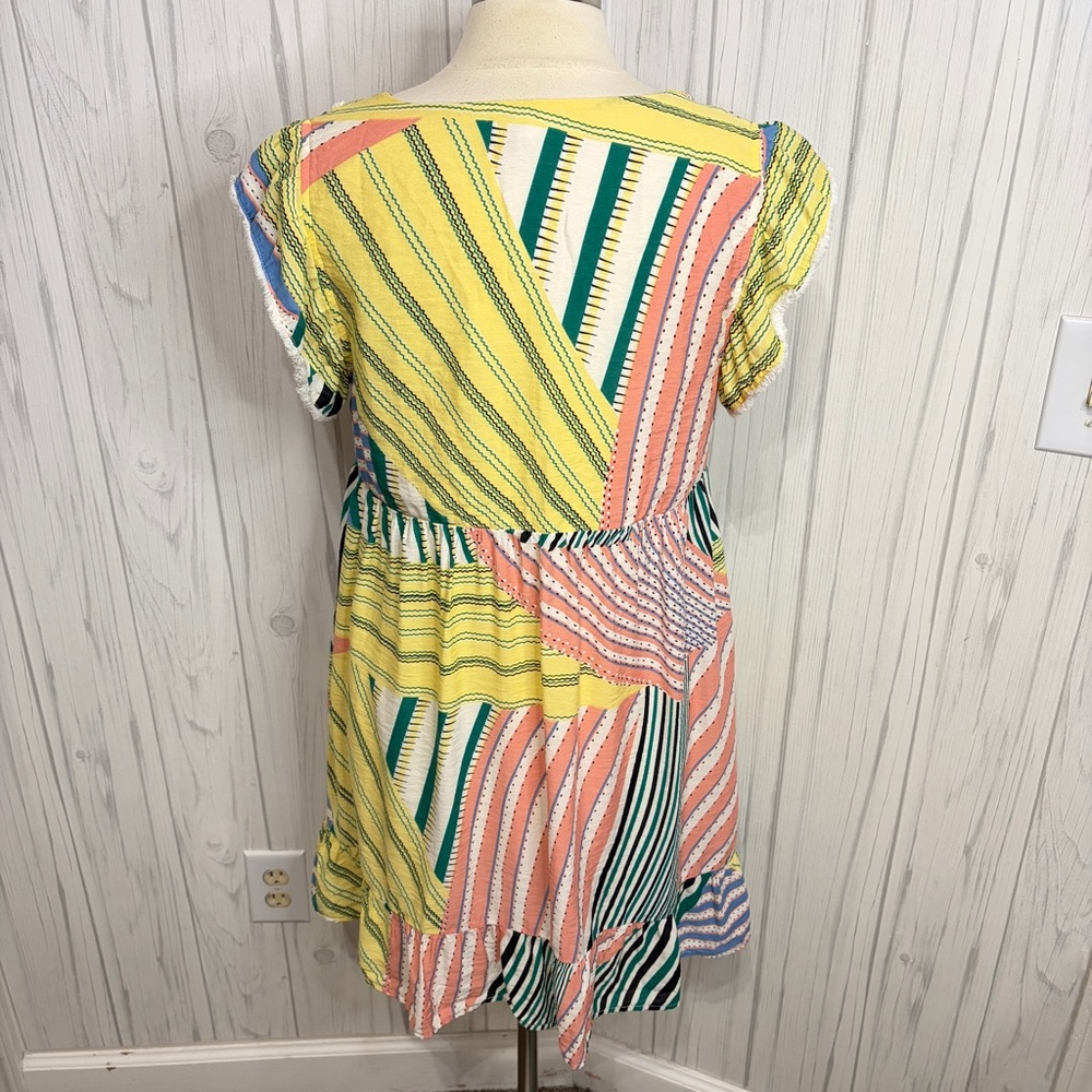 Thml Pastel Patchwork Print V-Neck Mini Shift Dre… - image 6